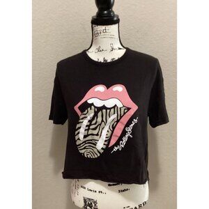 Rolling Stones Cropped T-Shirt  Black  Womens  Size S